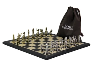 Set scacchi in metallo nero personalizzato con borsa con coulisse 14 pollici - Foto 1 di 12