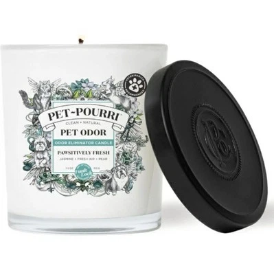 Vela ambientadora de olores para mascotas Pet-Pourri, Pawsitively Fresh, 7,5 oz, blanca  Foto 1 de 2