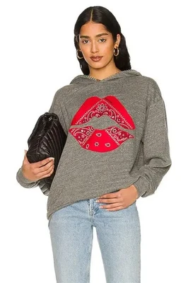 Lauren Moshi $198 Letisha Clásica Sudadera con Capucha Labios Bandana XS Foto 1 de 4