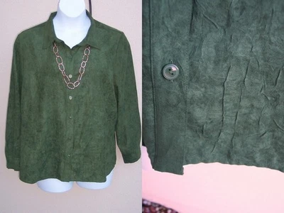 Christopher & Banks NUEVA Camisa Top Gamuza Imitación XXL 2XL OTOÑO Oliva Moleskin Blusa Foto 1 de 4