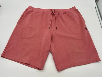 Shorts Polo Ralph Lauren masculino tamanho XL rosa malha dupla Tech lã 9”. - Imagem 1 de 4