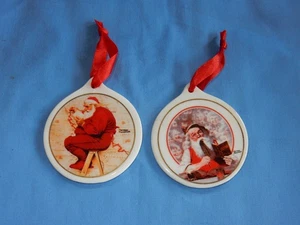 Vintage 1998 Eckerd JCPenney Norman Rockwell Disc Porcelain Christmas Ornaments - Picture 1 of 5