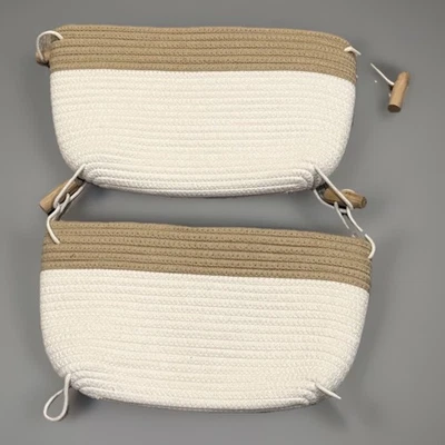 Cotton Hanging Basket 2pk Storage NWOT Organization Baskets Wall Hung 14x9x2” - Image 1 of 4