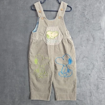 Mono de pana vintage Mishuai Peanuts Snoopy niños 4T gris bordado Foto 1 de 4