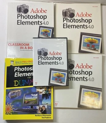 Paquete Adobe Photoshop Elements 4.0 con serie #, manuales de usuario, libro - Windows XP Foto 1 de 4