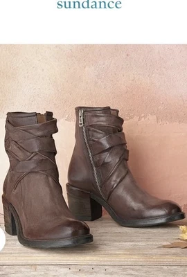 NUEVO Catálogo Sundance Living JACOB Botas de Cuero Marrón Cremallera al Tobillo para Mujer Talla 6 Foto 1 de 4
