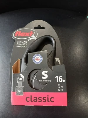 Flexi Classic Tape Retractable Leash. 16Ft For Dogs Up To 33 Lbs. Small. Black. - Image 1 of 2
