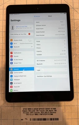 Apple iPad mini 2 - 32GB - Space Gray - 7.9 in. - WiFi - A1489 - works great - Image 1 of 4