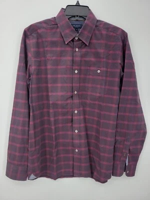 Ted Baker Shirt Mens Large 4 Red Plaid Long Sleeve Button Up Preppy Cotton - Image 1 of 4