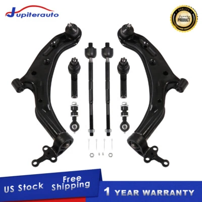 For 2000-2006 Nissan Sentra 8pcs Front Lower Control Arms Sway Bars Tie Rods Set - Image 1 of 4