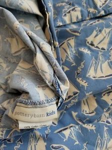 Pottery Barn Blue Standard Pillowcase Ships Nautical Boat Coastal Beach Whale - Picture 1 of 2