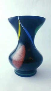 alte Hyalith/ Schwarzglas VASE, modernes design, 18cm, VEB Kunstglas Wasungen - Picture 1 of 6