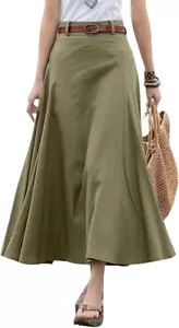 Women Casual A Line Skirt High Waist Long Flowy Skirt Flare Swing Ruffle Skirt - Picture 1 of 16