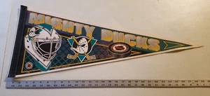 Vintage 1990's NHL Anaheim Mighty Ducks Goalie Helmet Team Logo Pennant - Picture 1 of 4