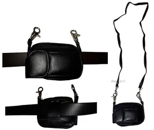 Nuevo Mini Bolso de Motocicleta de Cuero para Motociclista con Correa Negro Bolso de Mano 3 Bolsillos Nuevo con Etiquetas - Imagen 1 de 12