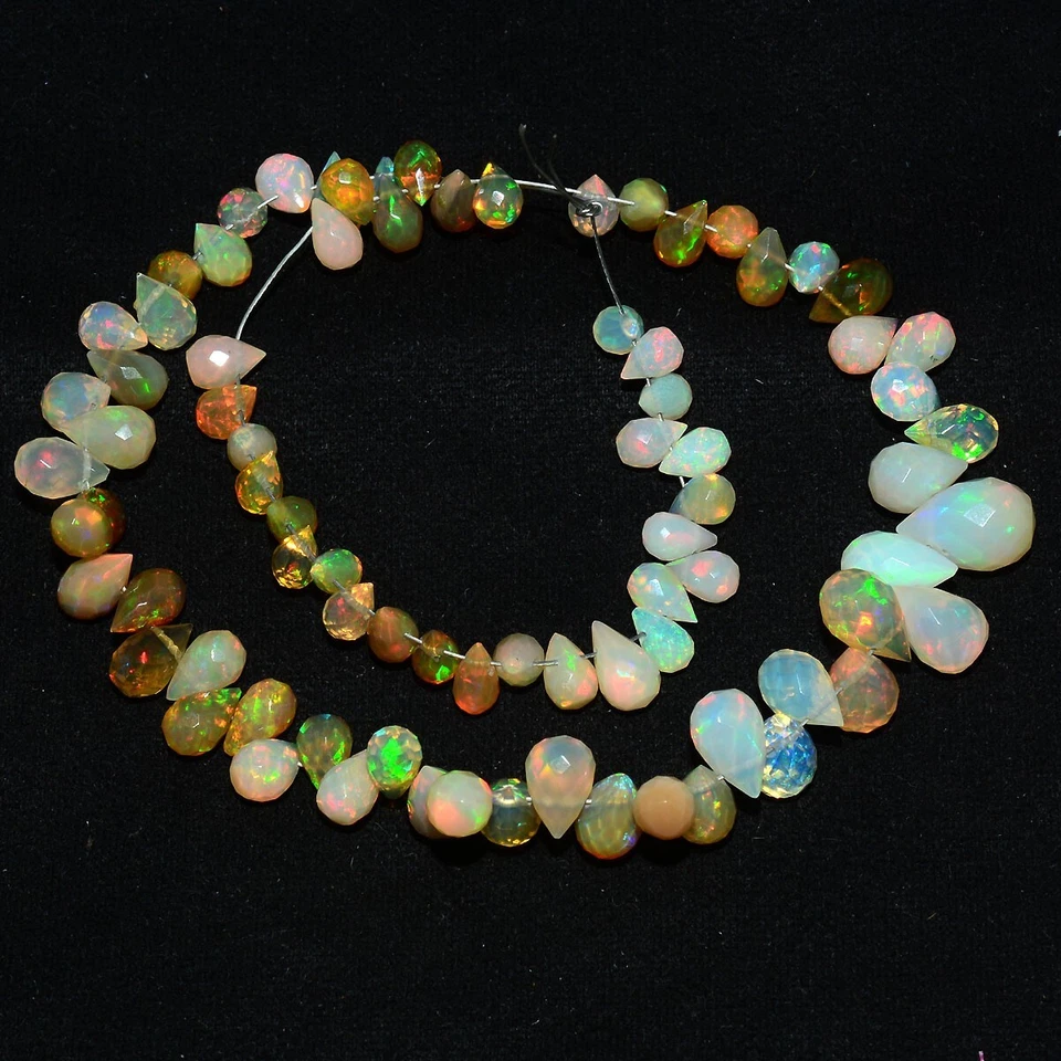 80 Pcs Natural Gemstones Ethiopian Opal Super Electric Fire Drillled Briolettes - Image 1 of 4