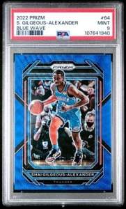 2022 Panini Prizm #64 Shai Gilgeous-Alexander Blue Wave SP PSA 9 OKC Thunder - Picture 1 of 3