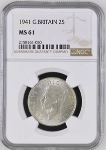 Great Britain - 1941 George VI Silver Florin / 2 Shillings - NGC MS61 - Picture 1 of 2