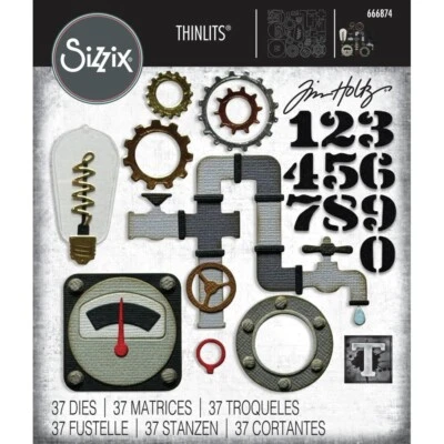 Tim Holtz Sizzix Thinlits Die ~ VAULT INDUSTRIAL ~ 666874 - Image 1 of 4