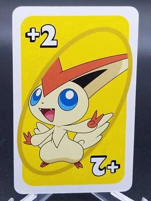 Tarjeta japonesa Victini AMARILLA +2 Draw Two Pokemon Mattel UNO CASI NUEVA/COMO NUEVA Foto 1 de 2