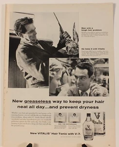 1958 Vintage Life Magazine Print Advertising "Vitalis Hair Tonic with V-7" - Picture 1 of 1