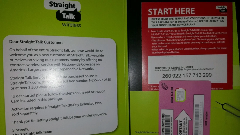 Straight Talk T-Mobile  Nano Sim card activation kit GSM 4G LTE  - Image 1 of 4