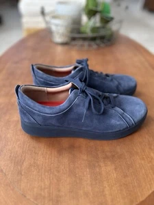 Fitflop Rally Walking Shoes Sneakers Womens Size 9 Blue Suede Casual Lace Up - Picture 1 of 11
