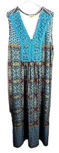 One World women's multicolor macrame 2X women's dress preowned - Picture 1 of 9