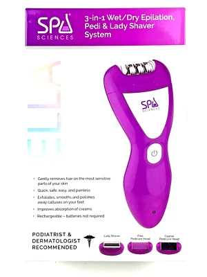 Sistema de afeitadora Ella SPA SCIENCES 3 en 1 depilación húmeda/seca, Pedi y Lady nuevo en caja Foto 1 de 4
