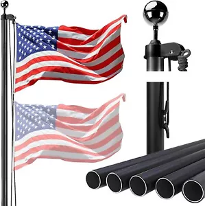 25FT Sectional Flag Pole Kit Aluminum In Ground Outdoor Flag Pole With 3x5 Flag - Picture 1 of 8