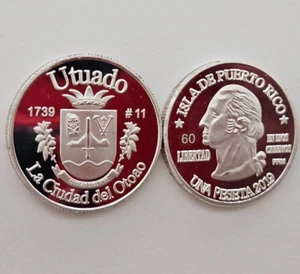 PESETA UTUADO 2019 Serie Pueblo PUERTO RICO Silber Boricua Silber Viertel 1/100 - Bild 1 von 14
