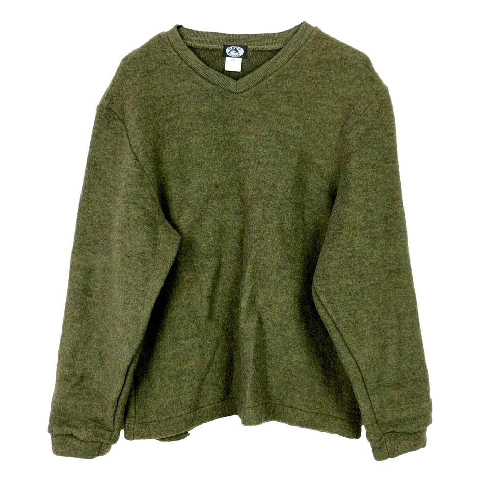 Camisa de manga larga Y2K Orca verde cuello en V polar mezcla acrílica XS Foto 1 de 4