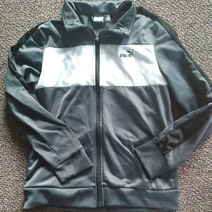Boys Puma Zip Grey/White Athletic Jacket With Collar Large 14-16 - Picture 1 of 8