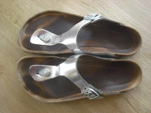 Birkenstock Gizeh 41 normal Softfootbed Leder Silber, getragen und gut eingelauf - Bild 1 von 4