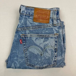 Levis Jeans 501 Skinny Womens 26 Bleached Floral Button Fly Casual Denim Mid - Picture 1 of 10