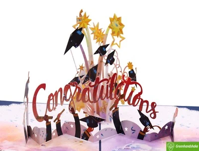 GREENHANDSHAKE Cap and Congratulations, Pop Up Card, 3D Popup Greeting Cards for all occasion