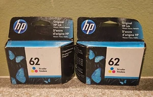 Lot of (2) Genuine HP62 C2P06AN Tri-Color Ink Cartridge Sealed in Factory Box - Picture 1 of 4