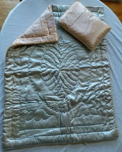 Vintage Satin Reversible Baby Crib Pillow and Comforter Set - Picture 1 of 11