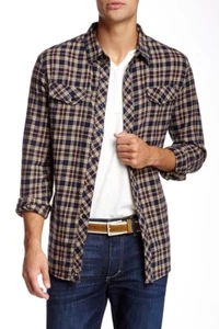 NEW $42 Micros Landslide Flannel Brown/Navy Plaid Regular Fit Shirt - Sz Small - Bild 1 von 2