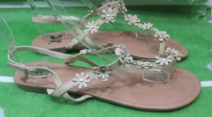 Nuevo Tono Piel/BEIGE Flor Verano Slingback Sandalia Zapatos Mujer Talla 11 - Imagen 1 de 7
