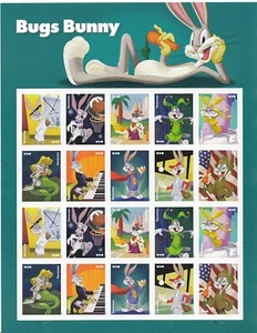 USPS Forever Bugs Bunny Rabbit & His Marvelous Masquerades 20 Stamps SHEET - Picture 1 of 3