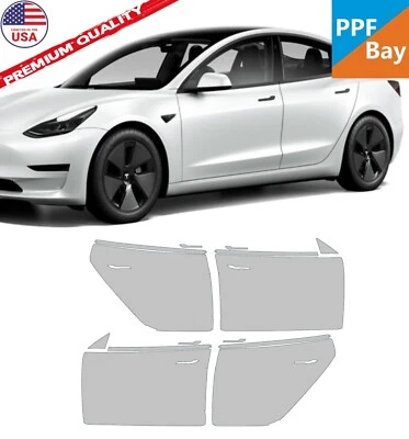 适用于特斯拉 Model 3,2017 - 2023 门油漆保护膜预切套件 PPF — 第 1/4 张图片