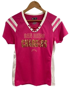San Diego LA Chargers Jersey Womens M Football Sequin T-Shirt Pink Gold Cute EUC - Bild 1 von 6