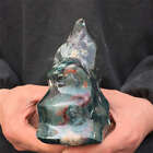 1.27Kg Natural Ocean Jasper Carved Flame Shape Quartz Crystal Energy Reiki Heal
