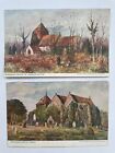 Sussex Churches by W H Barrow, Two Old Art Postcards, St Leonards, Winchelsea