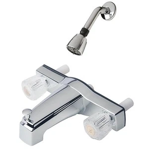 Desviador grifo de ducha con cabezal de ducha cromado" para bañera de dos asas móvil con cabezal de ducha cromado - Imagen 1 de 7
