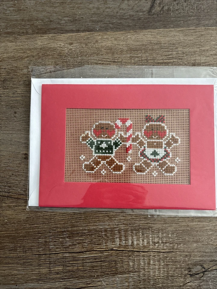 Tarjeta de punto de cruz completa - Pan de jengibre niño y niña 5" x 7" Foto 1 de 1