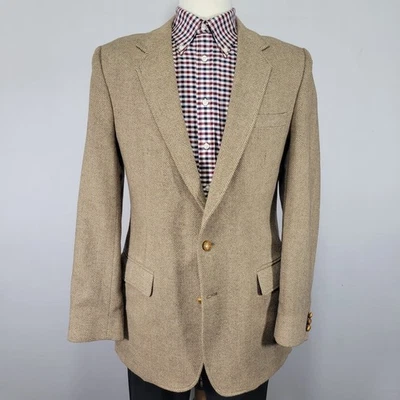 Abrigo Blazer Deportivo Haggar Para Hombre Tweed Dos Botones Beige Espiga 42L De Colección Foto 1 de 4