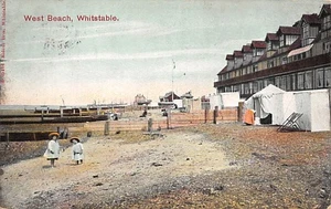 WEST BEACH WHITSTABLE KENT POSTCARD 1908 RIDOUT BROS. A 05476 - Picture 1 of 2