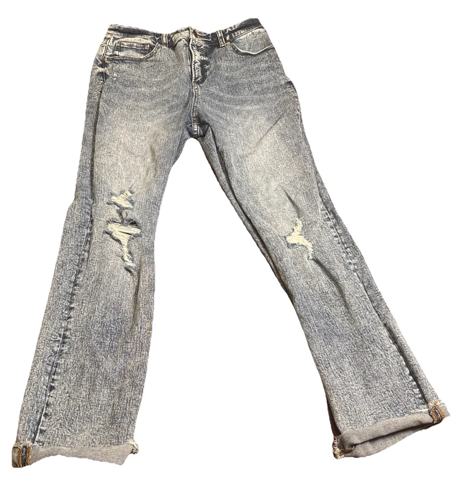 Женские джинсы Boston правильного размера 8 легкая кислотная стирка искусственно состаренные прямые штанины - Изображение 1 из 4